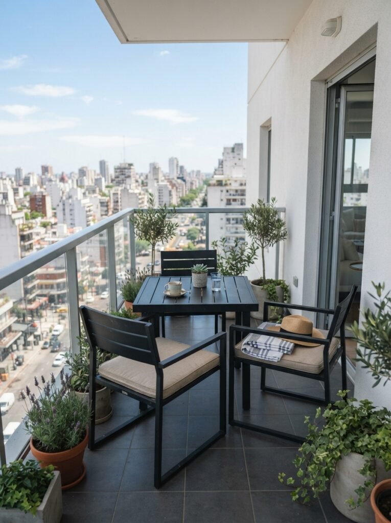 Small patio furniture idea for apartments with powder-coated aluminum set