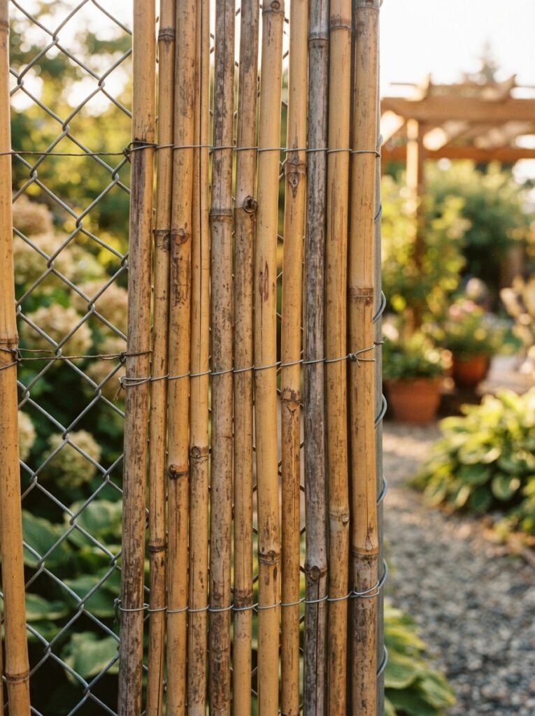 DIY Patio Privacy Screen Ideas - Cheap DIY patio privacy screen idea with bamboo reed fencing