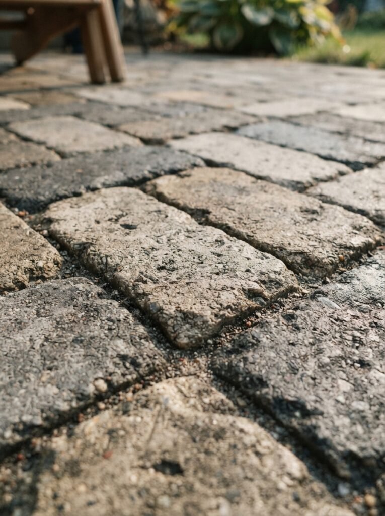 Budget paver patio idea using recycled concrete pavers