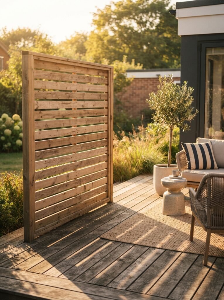 DIY cedar slat patio privacy screen idea