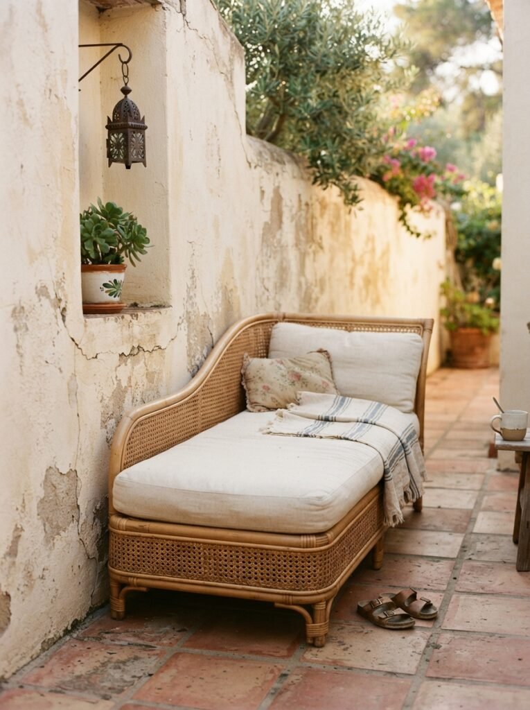Small patio furniture idea for apartments with mini chaise lounge