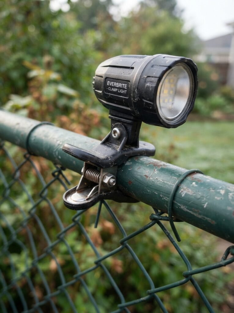 Cozy patio idea for renters using a no-drill clip-mount light fixture