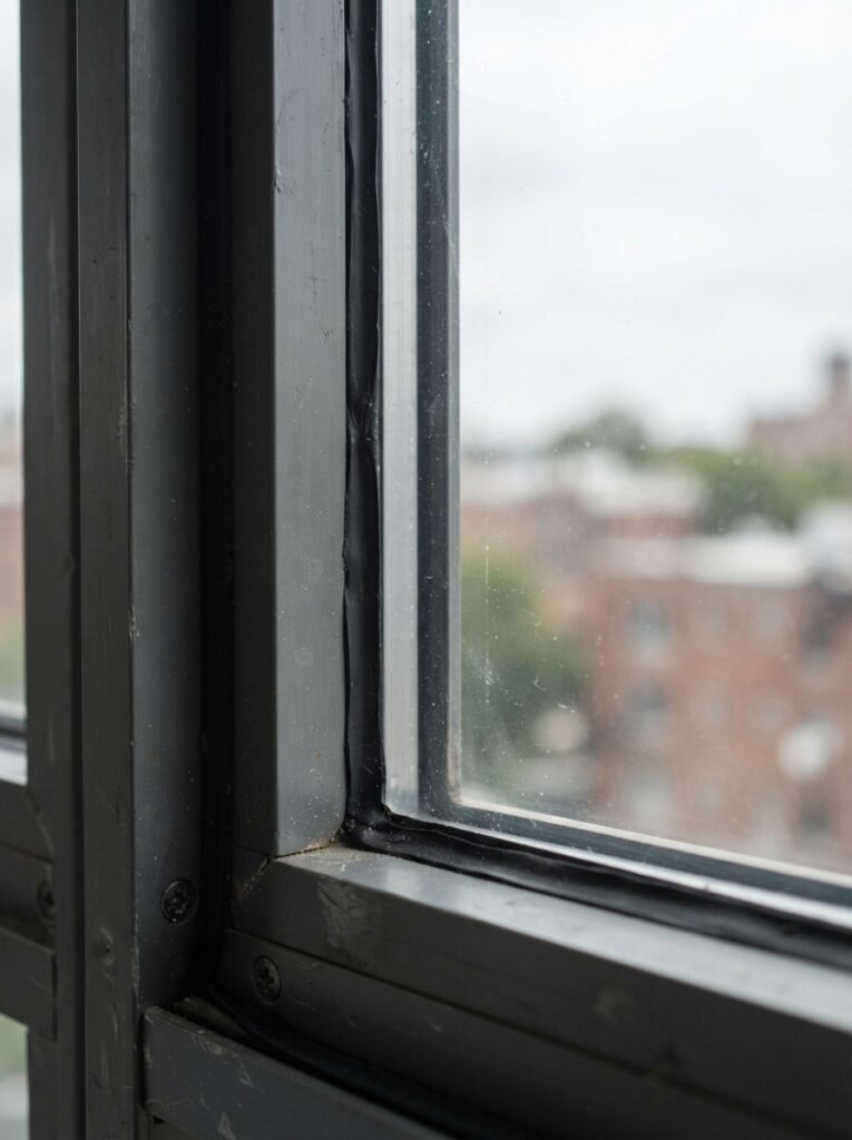 Close-up of dual-pane insulated glass panel used in glass enclosed patio ideas
