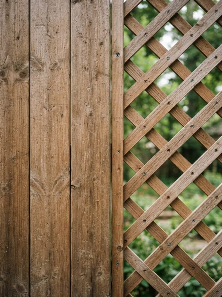 Comparison of solid versus slatted privacy screen panels for patios