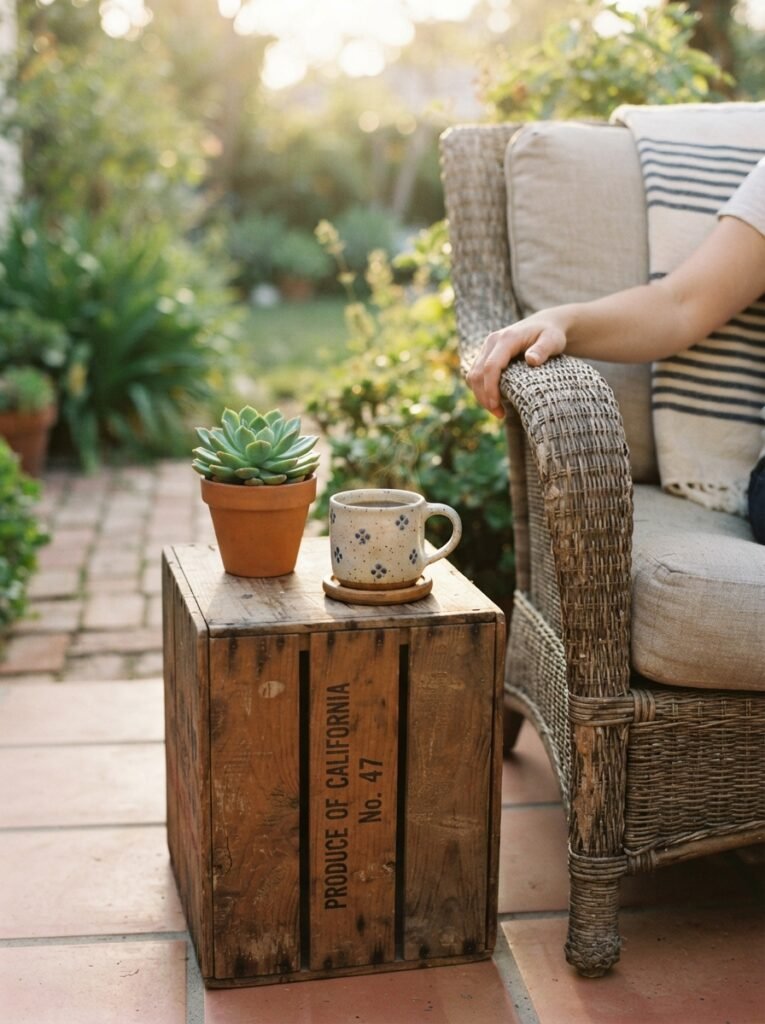  Budget patio makeover step with small side table