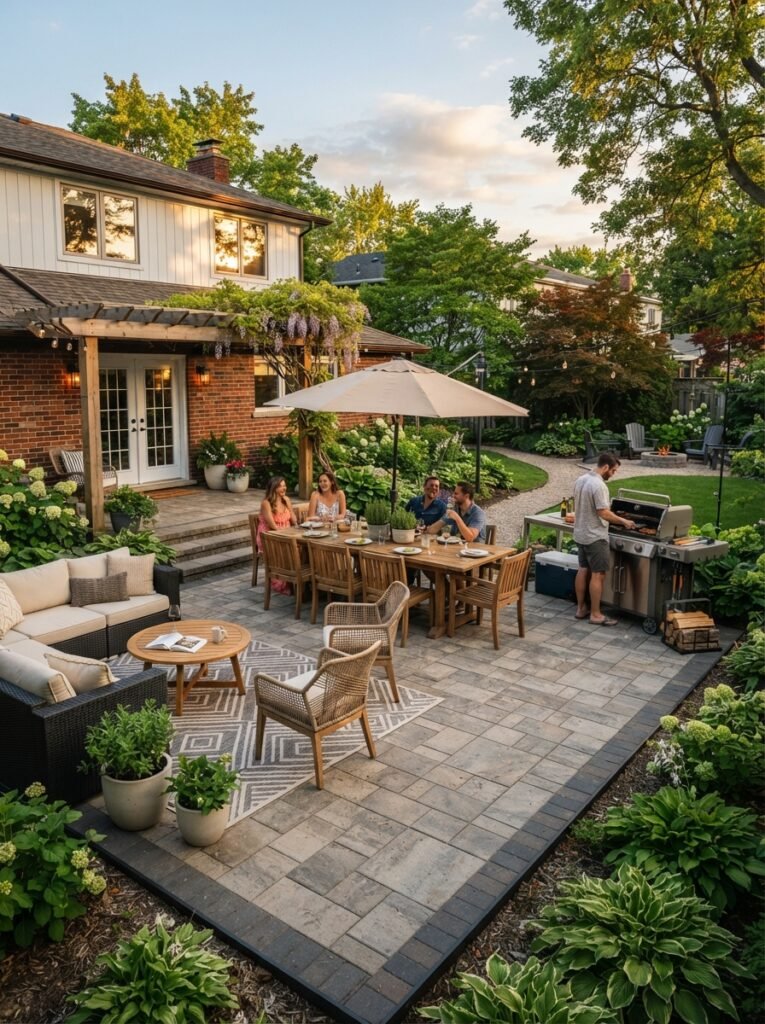 Finished 20x20 paver patio showing full scale and layout