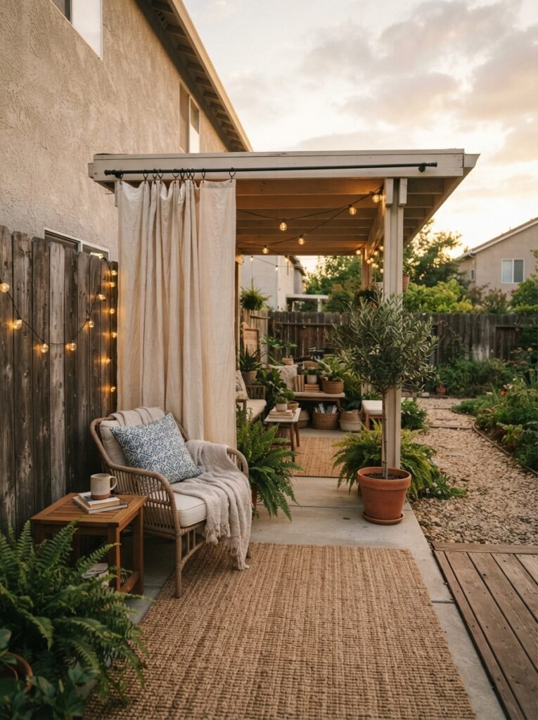patio makeover ideas - Budget patio makeover step with small privacy panel addition