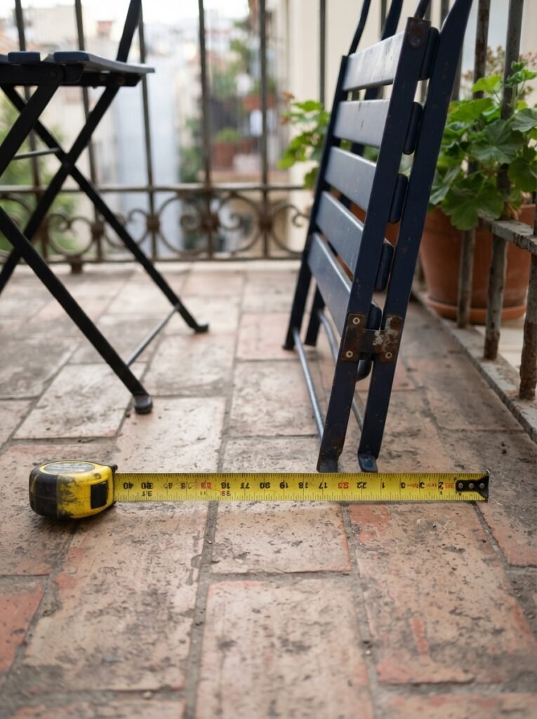 Measuring a small apartment patio before choosing furniture