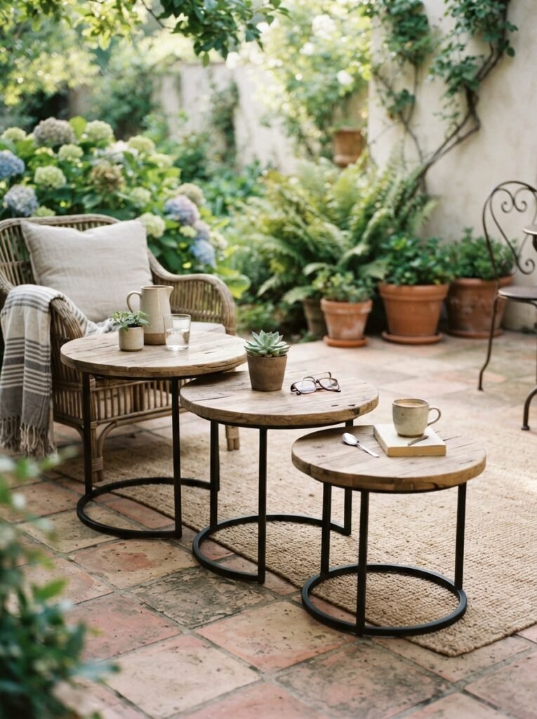  Small patio furniture idea for apartments with nesting side tables
