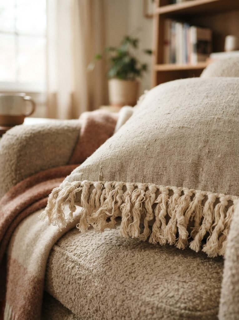  Easy DIY boho decor idea with no-sew fringe pillow cover