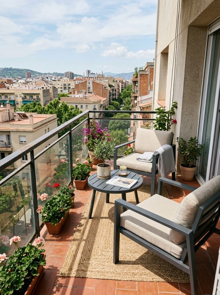  Small patio furniture idea for apartments with powder-coated aluminum set