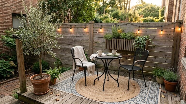 Style a Small Patio example showing zoned layout and layered styling