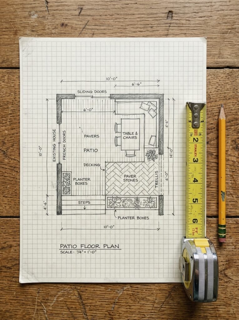 How to style a small patio step one with measuring and zone planning