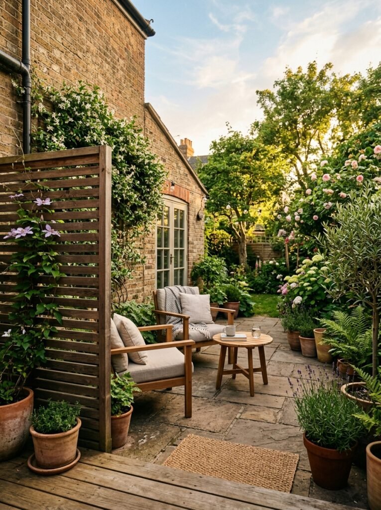  How to style a small patio step seven with final textile and plant styling