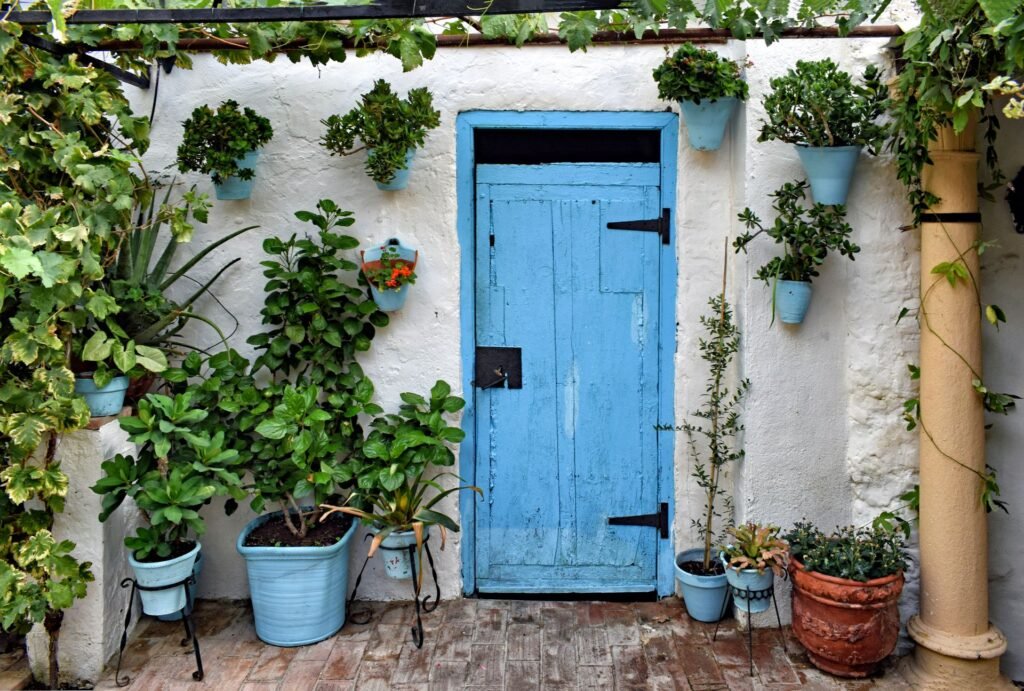 Backyard yoga space ideas — 6x8 patio corner with plants for yoga