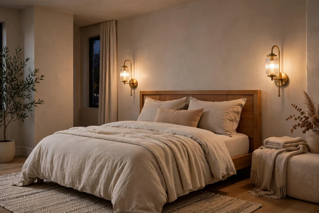 Wall sconces replacing table lamps in bedroom