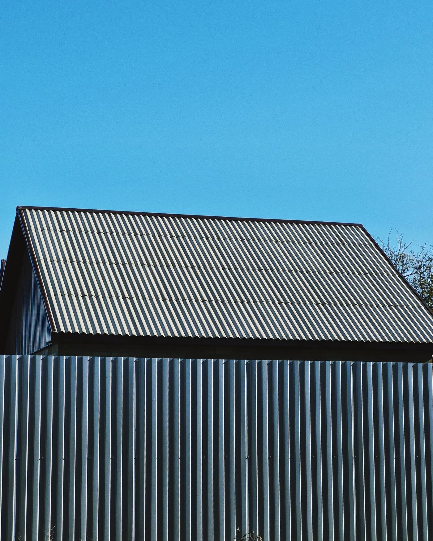 Corrugated Metal Roof on Wood Posts