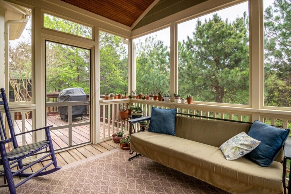 Enclosed patio with different screen types compared side by side