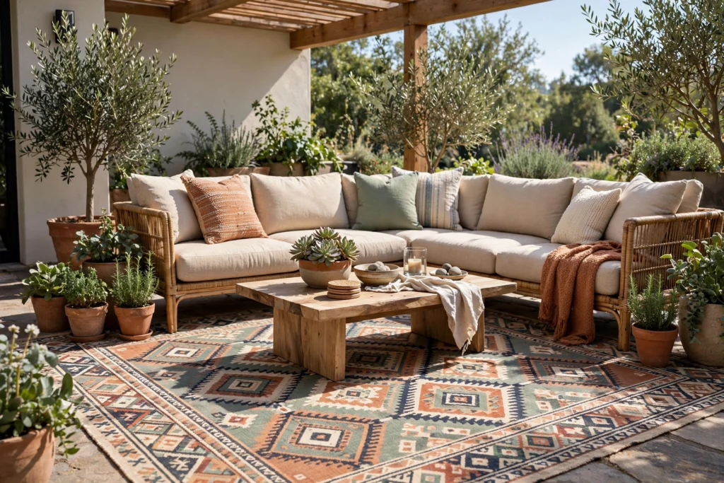 Anchor with an Outdoor Rug — cozy outdoor living space ideas