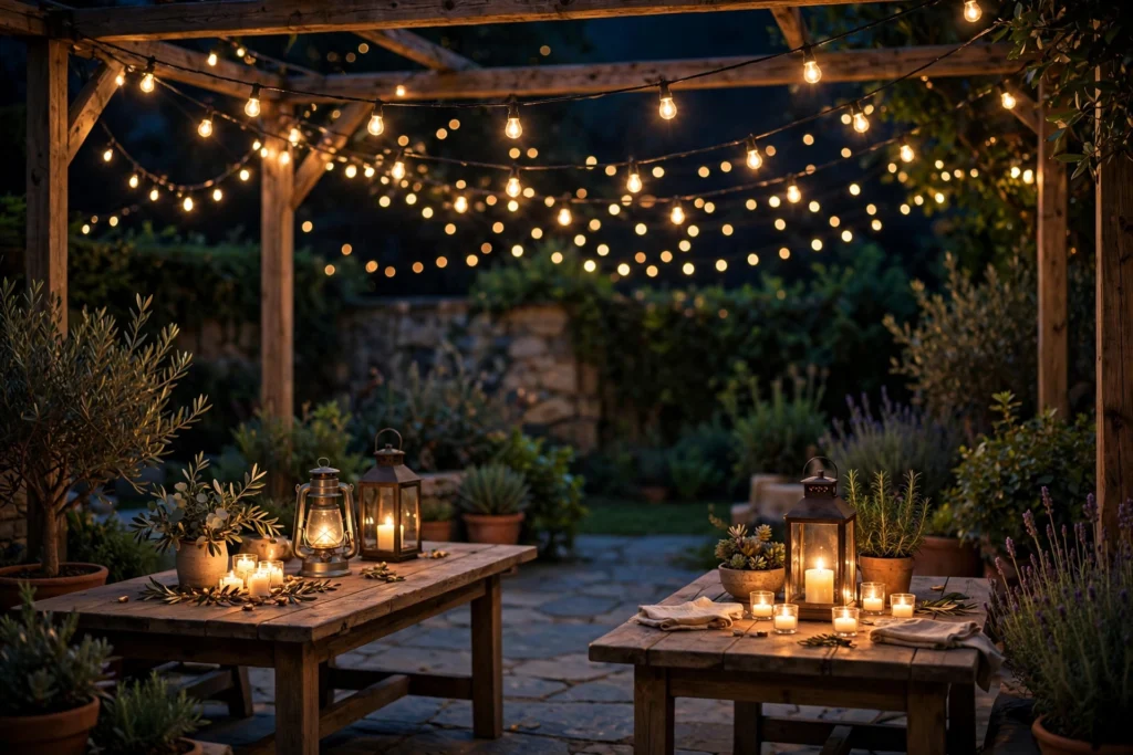 Layer Light at Three Heights — cozy outdoor living space ideas