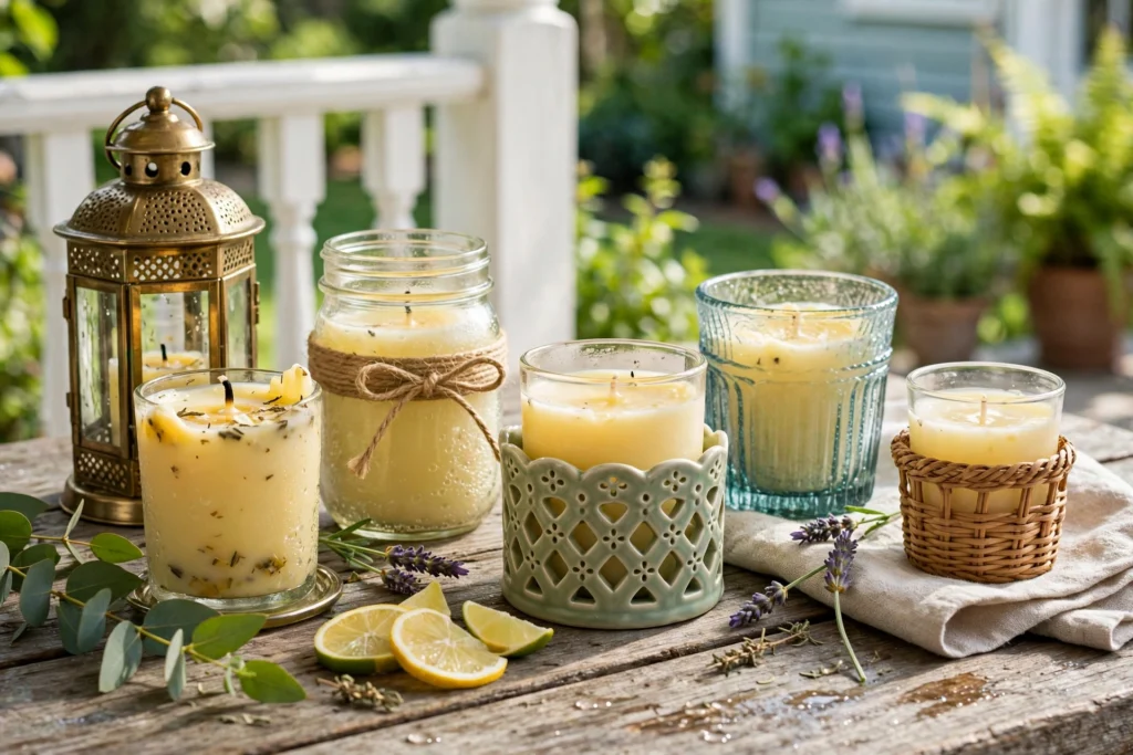 Citronella candles and plants — summer porch ideas