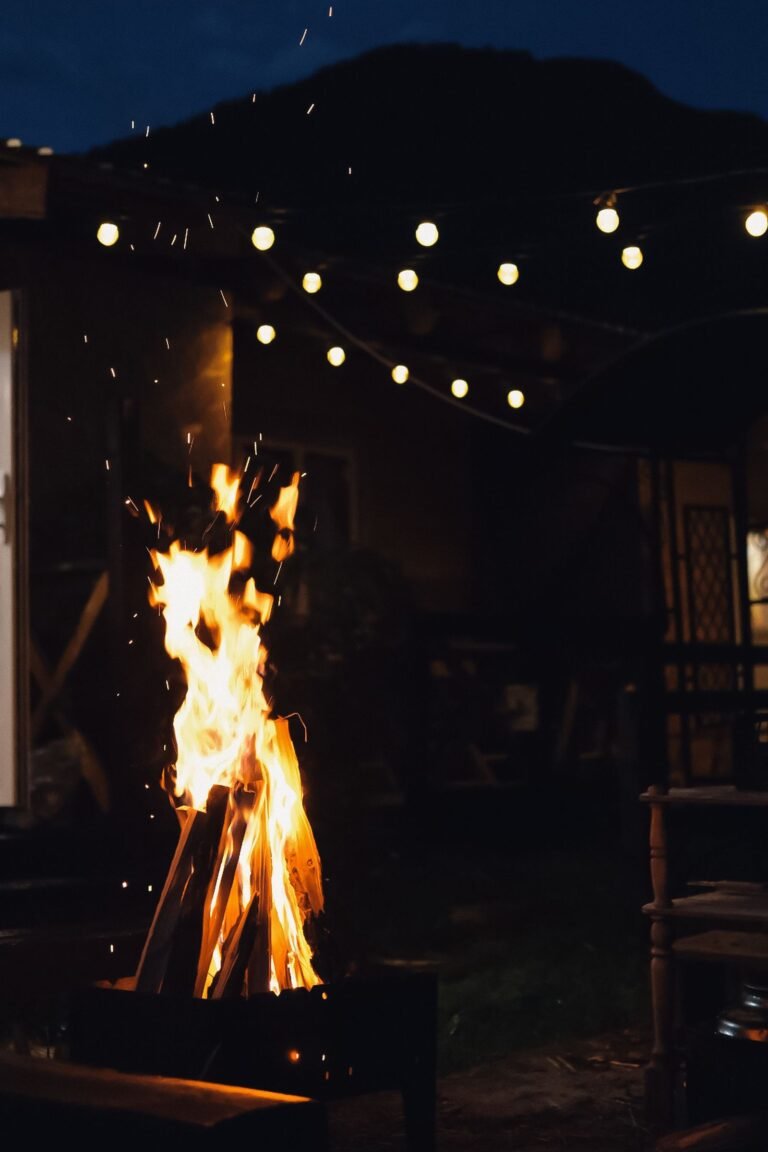 outdoor lighting around fire pit - Cozy Patio Home