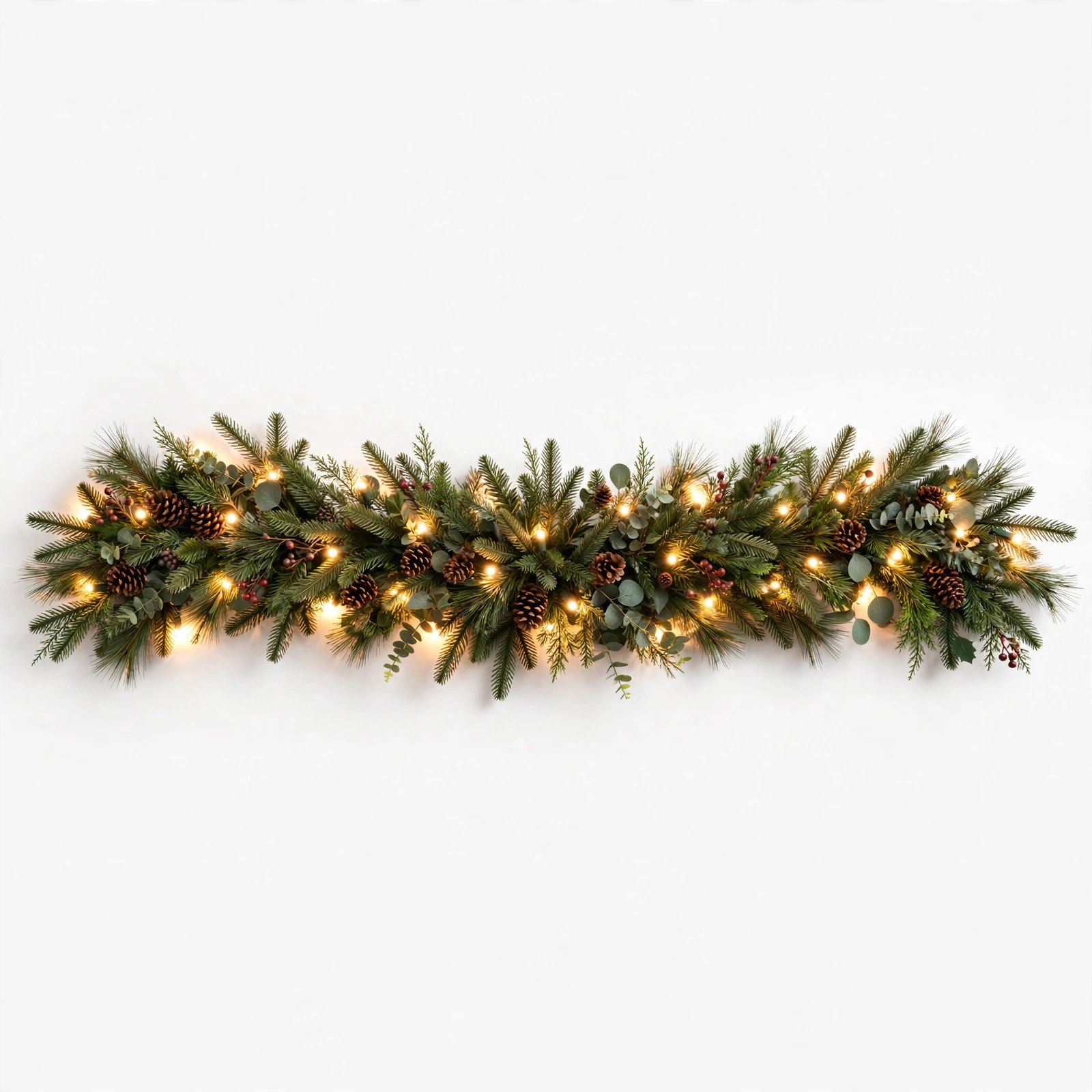 Outdoor lighted Christmas garland