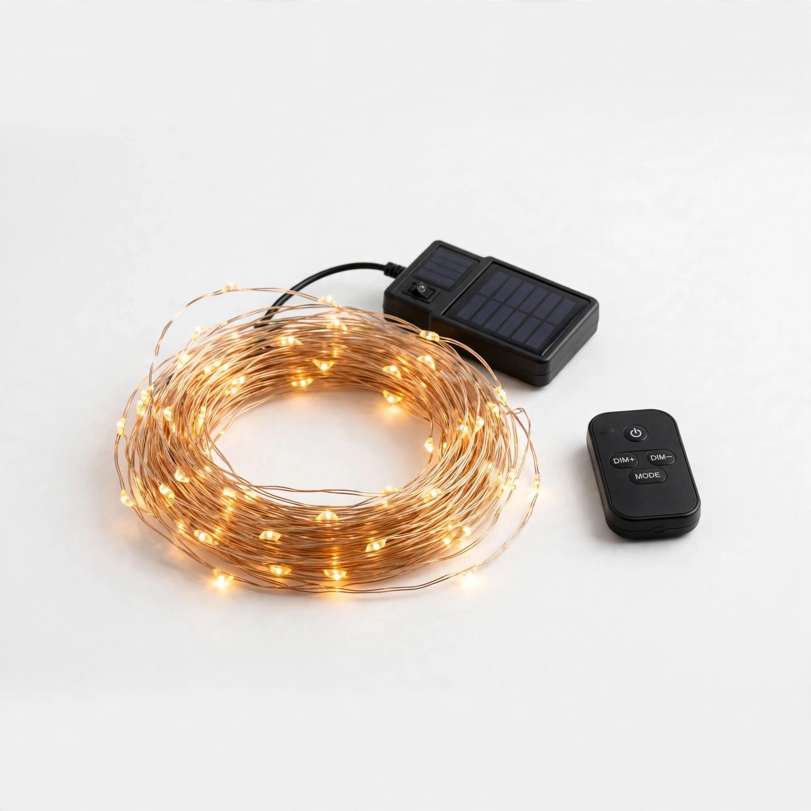addlon 52 ft Dimmable Solar String Lights (remote, USB)