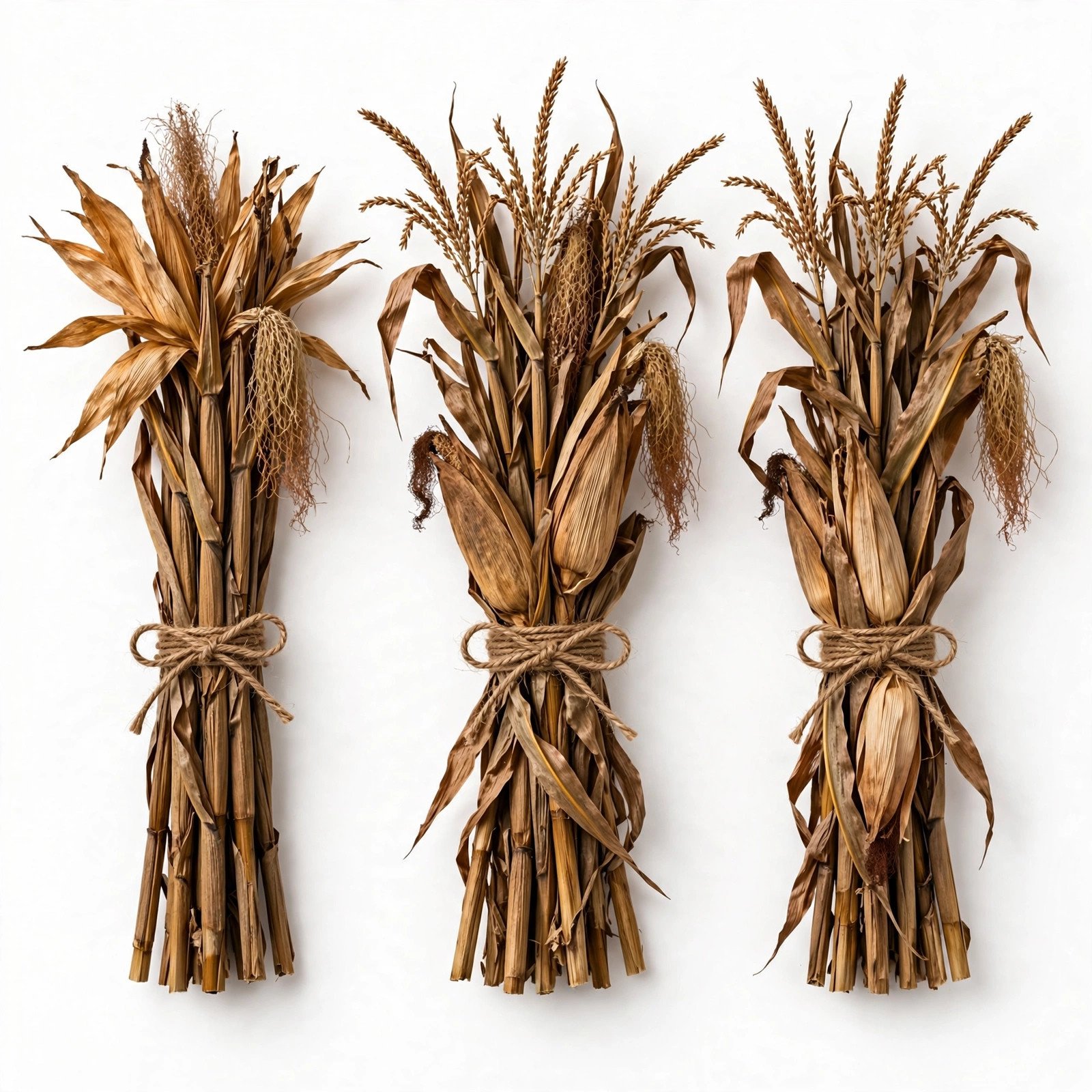 Faux corn stalks or cornstalk bundles