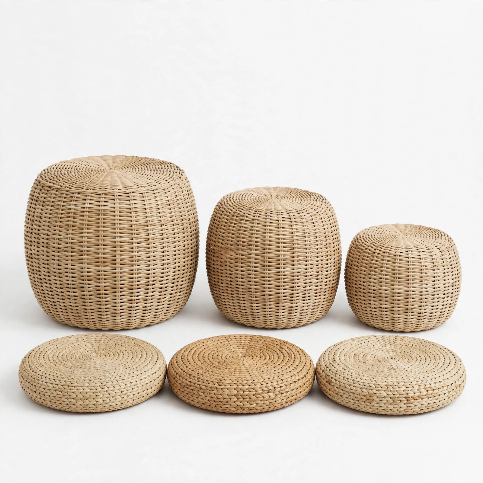 Outdoor poufs and floor cushions