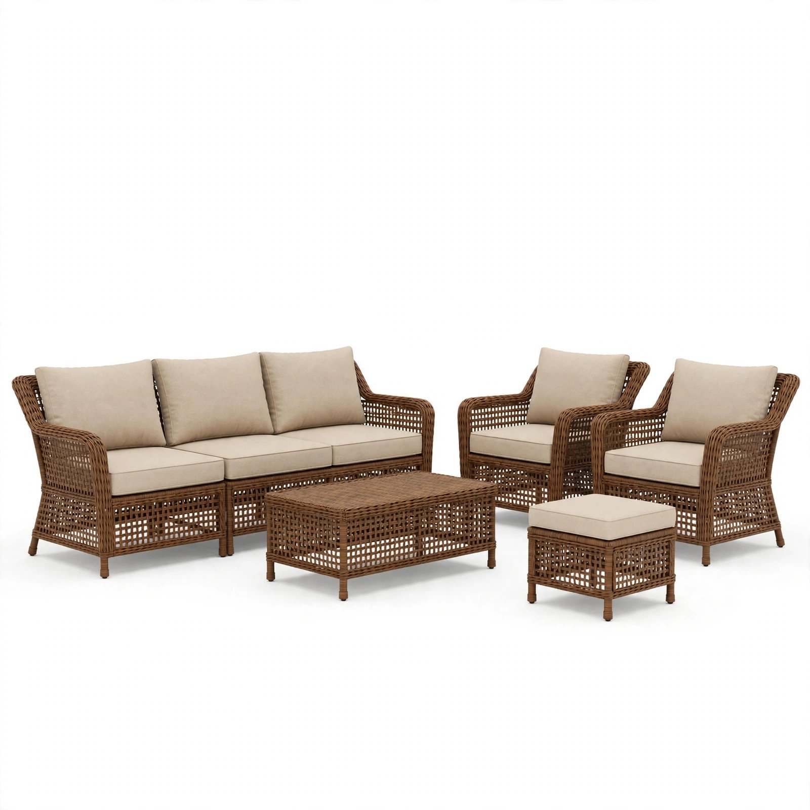 Aoxun 7-Piece Wicker Conversation Set