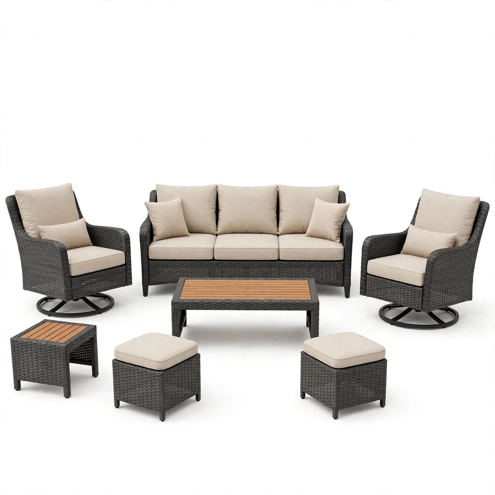 HILLGA 7-Piece Swivel Rocker Set