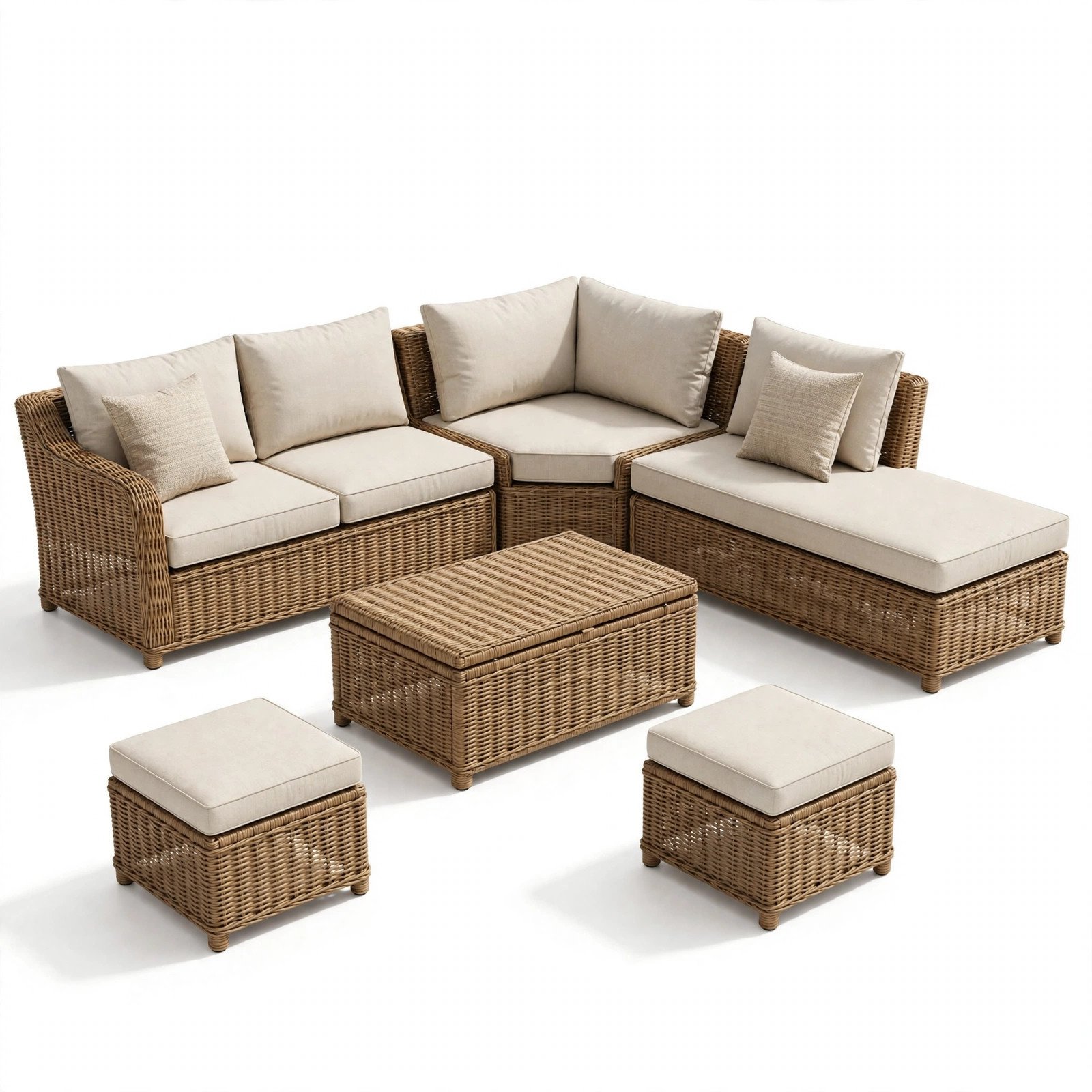 Rattaner 7-Piece Sectional with Storage Table