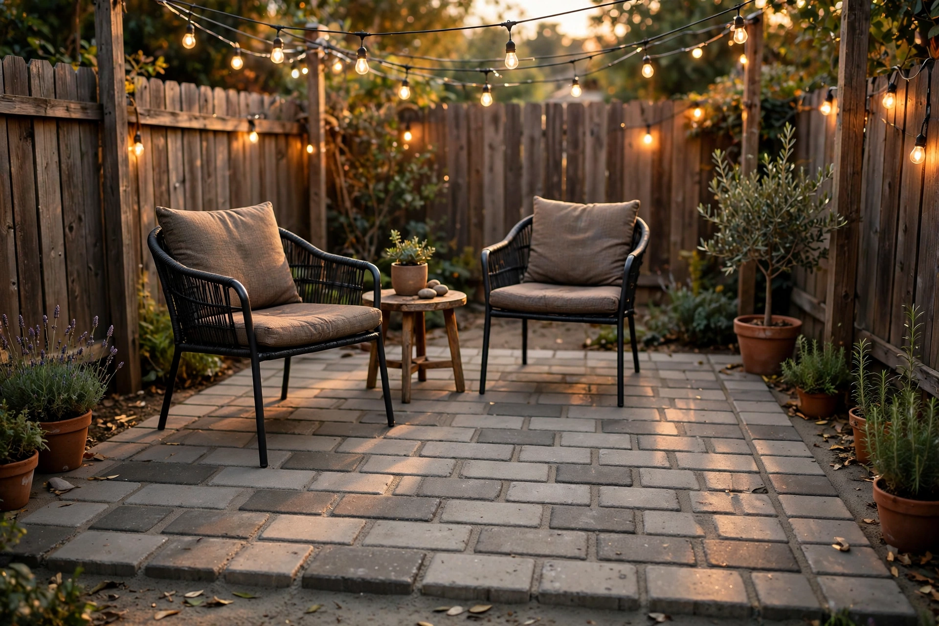 DIY concrete paver patio design, a favorite small backyard patio ideas on a budget pick