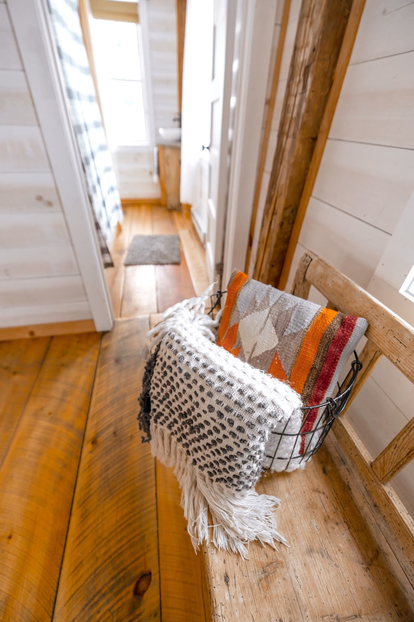 Plaid Throw Over the Porch Bench