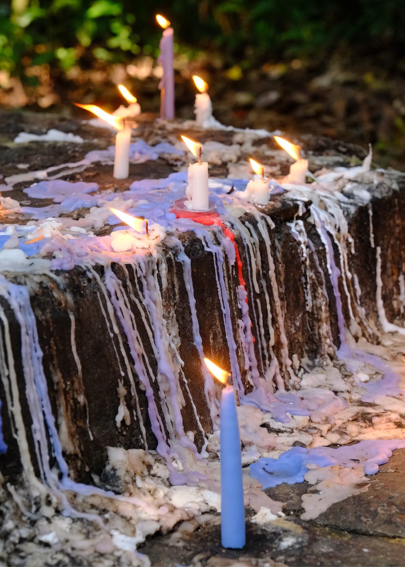 Outdoor-Rated Candles on the Steps